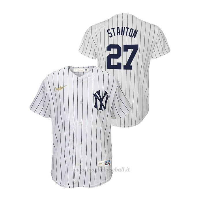 Maglia Baseball Bambino New York Yankees Giancarlo Stanton Cooperstown Collection Primera Bianco
